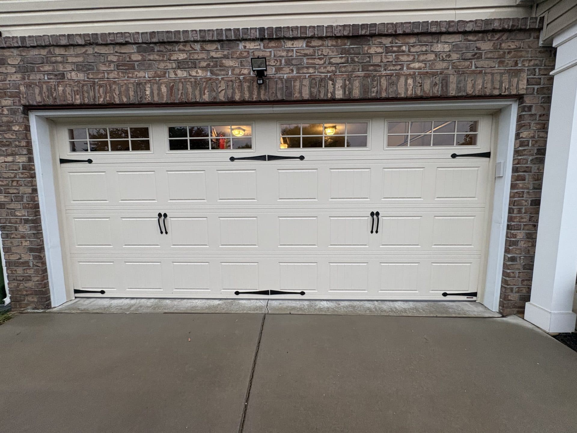 Carriage house door golden hour second angle in Clemmons NC