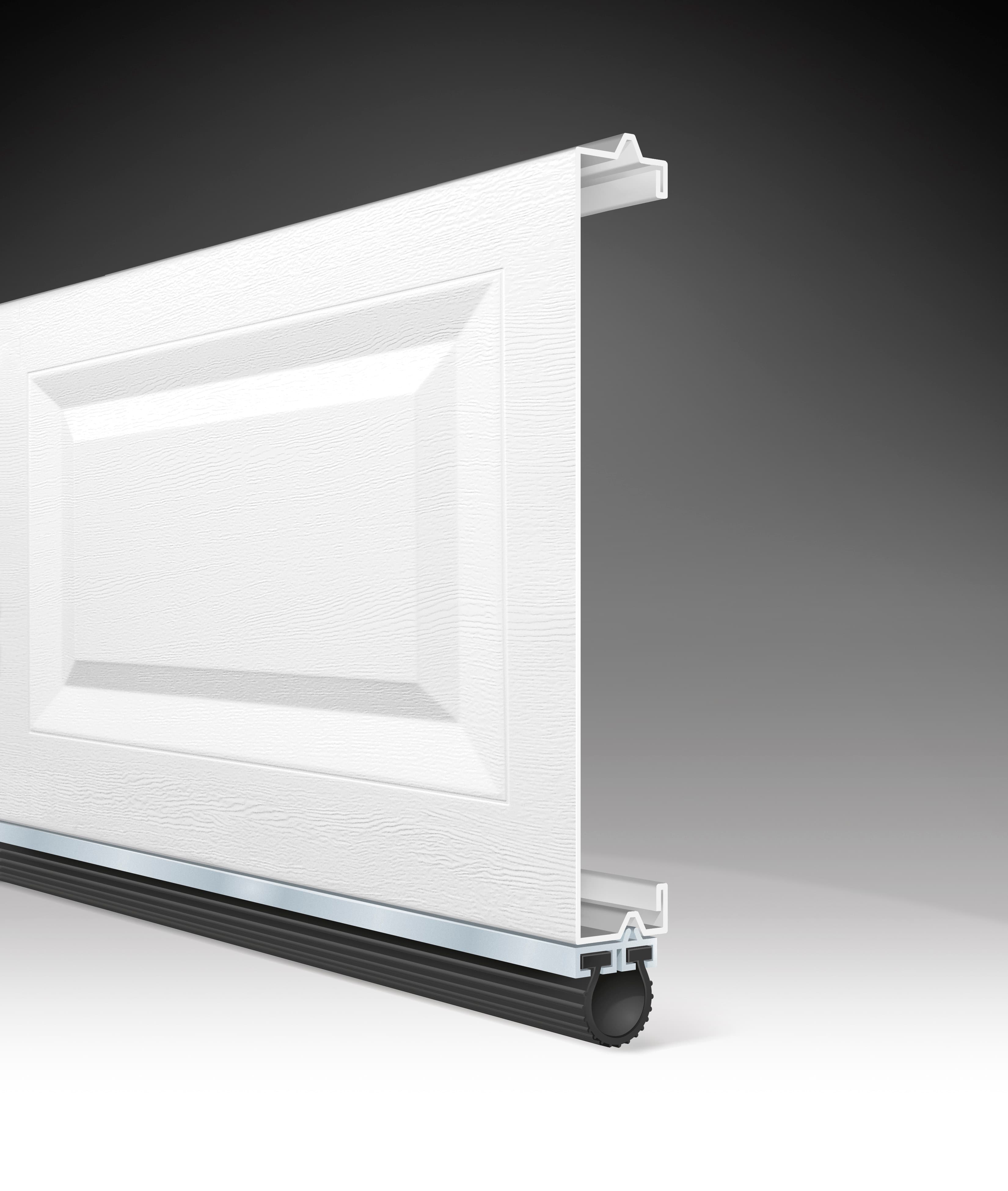 Value 1-layer garage door cutaway showing single steel panel construction